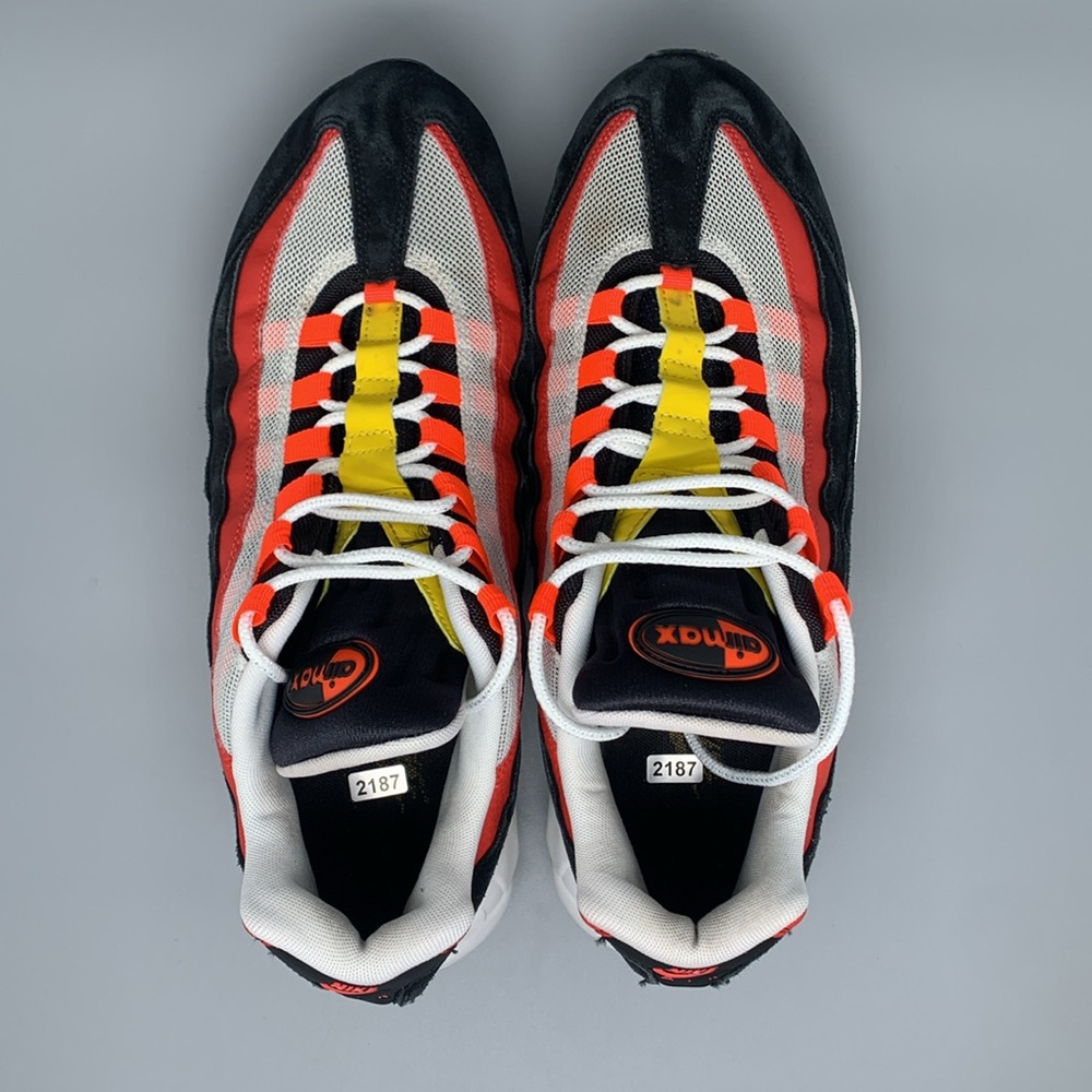 Nike Air Max 95 Black Crimson Yellow‎ Running Shoes AT9865-101 Men's Sz 13 - Picture 4 of 10